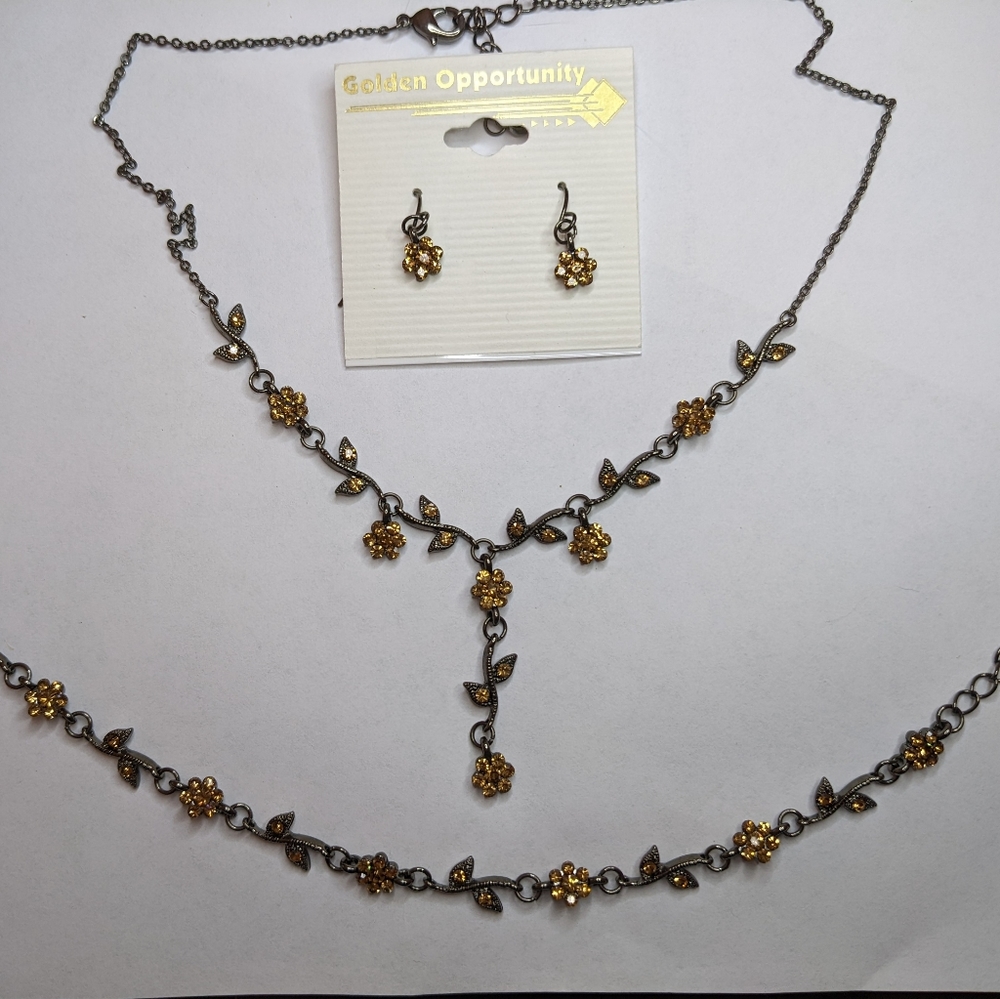Swarovski crystal necklace, bracelet and earrings.